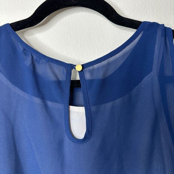 Naked Zebra Flowy Sheer Blue Sleeveless Overtop With White Cami Underneath S - Picture 4 of 11